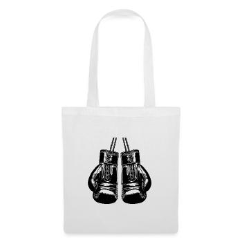 Alte Boxhandschuhe klassisches Kampfsport Zubehör - Stoffbeutel - Weiß - Vorne