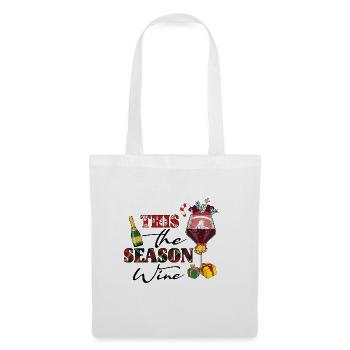 Noël, vin Noël, vin rouge vin drôle vin vin - Sac en tissu - blanc - Devant