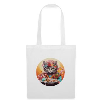 Katze der Nudeln - Stoffbeutel - Weiß - Vorne