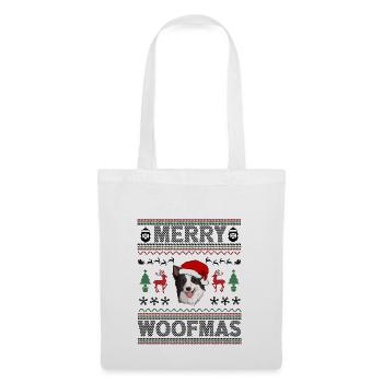 Border Collie Weihnacht Goldener Hunde Geschenk - Stoffbeutel - Weiß - Vorne