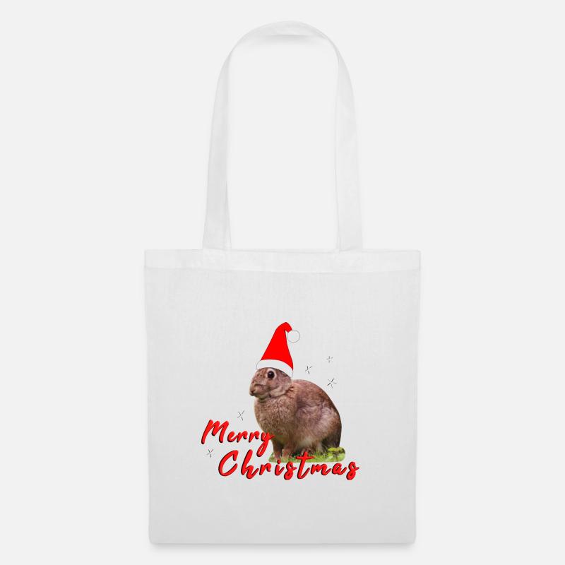 Merry Christmas Hase - Stoffbeutel - Weiß
