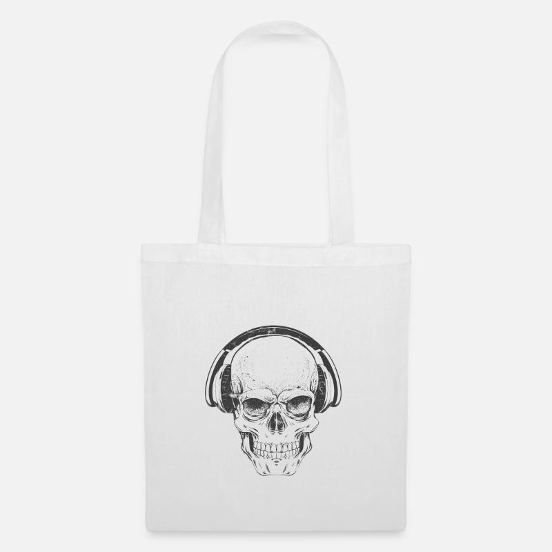 DJ Totenkopf mit Kopfhörer - Stoffbeutel - Weiß
