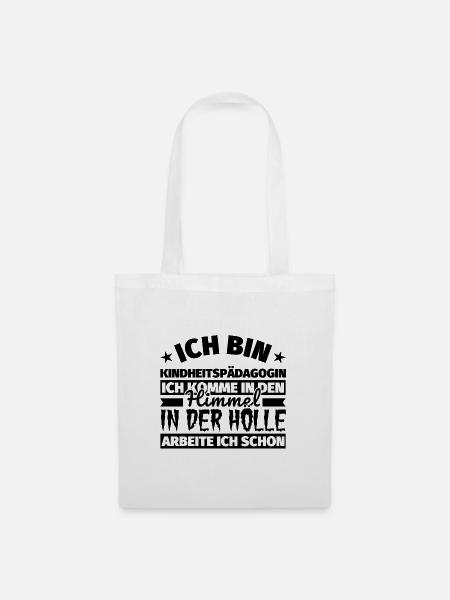 Kindheitspädagogin Geschenk lustig Himmel Hölle - Stoffbeutel - Weiß