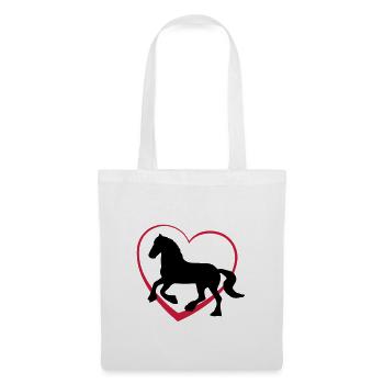 Fresian or Gypsie Cob type Horse with Heart - Tote Bag - white - Front