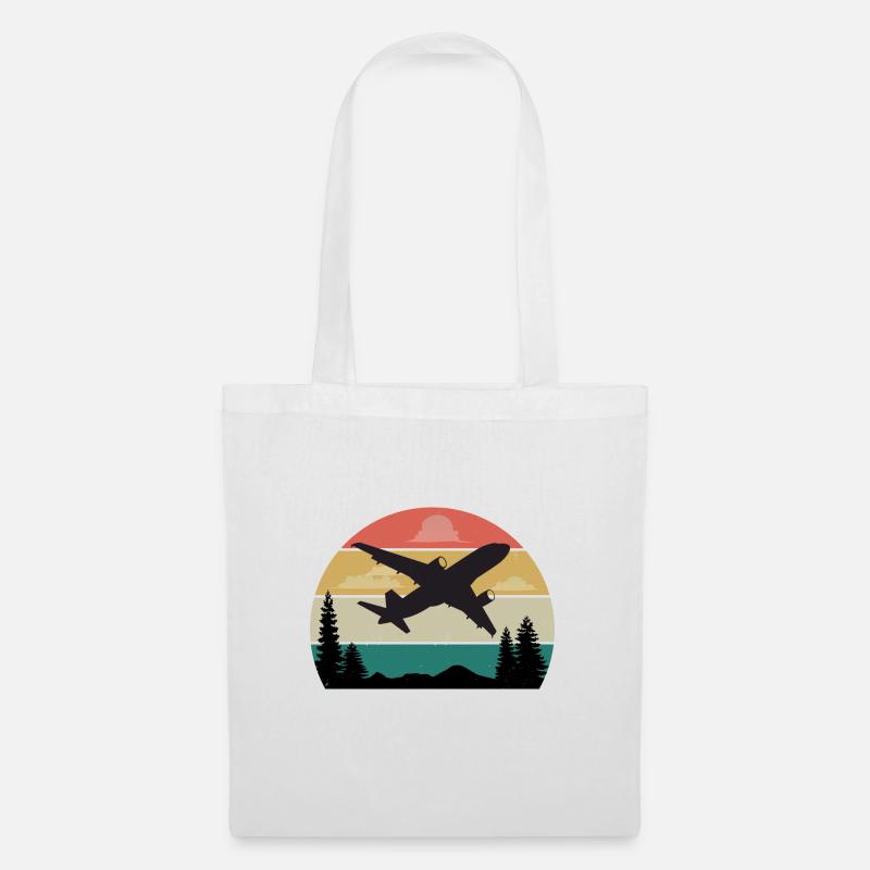 Vintage Plane Retro Sunset Gift - Tote Bag - white
