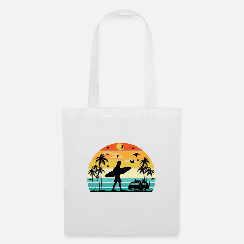 Surf retro sunset - Tote Bag - white