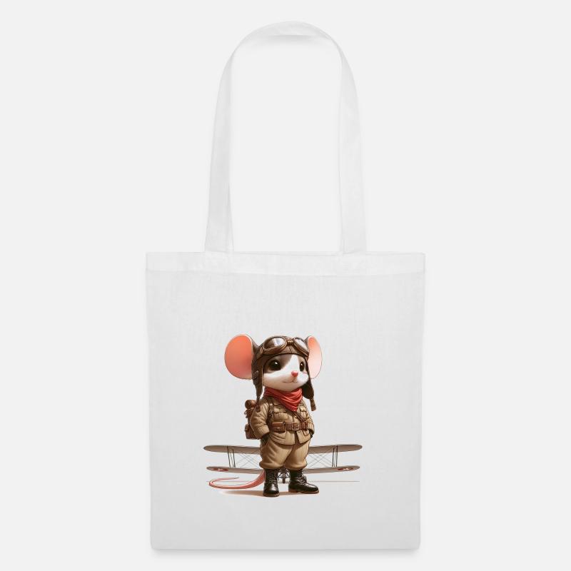 Cute Mouse Pilot - Stoffbeutel - Weiß