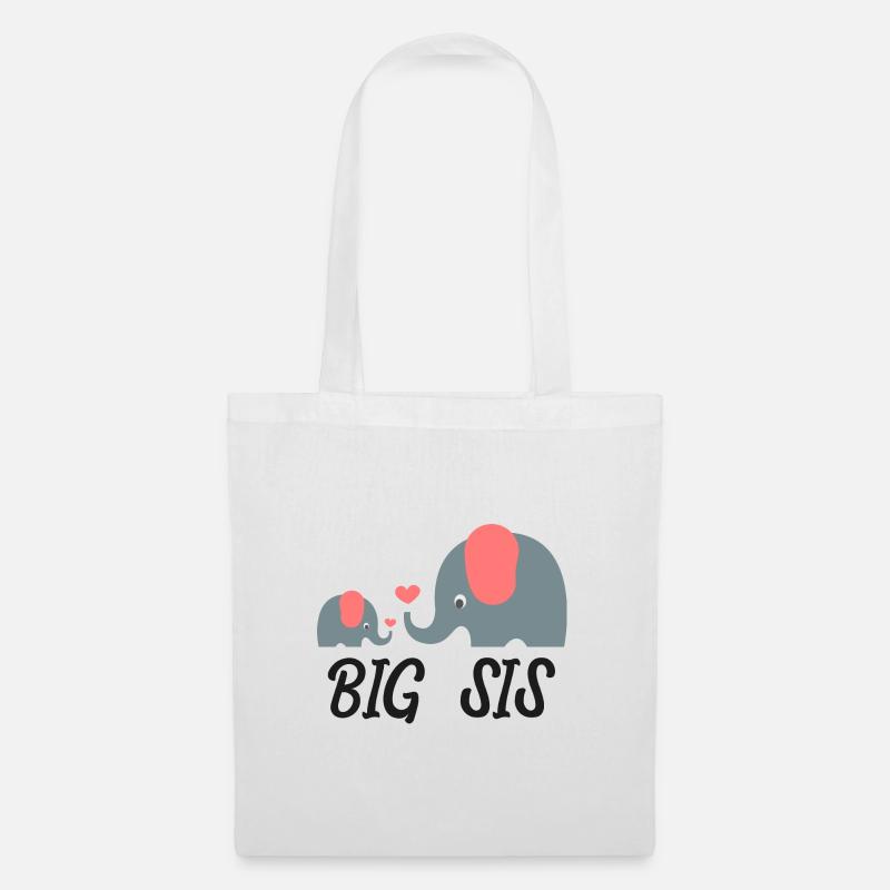 Elefant Schwester Geschwister Liebe Geschenk - Stoffbeutel - Weiß