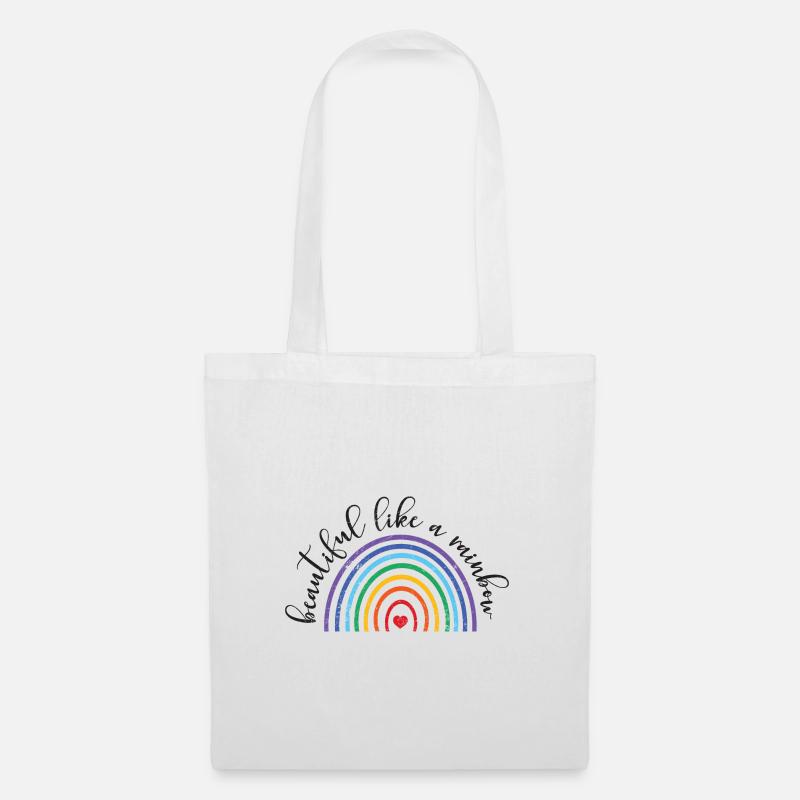 SCHÖN WIE REGENBOGEN LGBT PRIDE SPRUCH GESCHENK - Stoffbeutel - Weiß