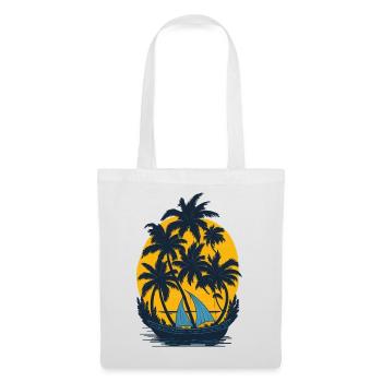 Sunset on the palm boat - Tote Bag - white - Front