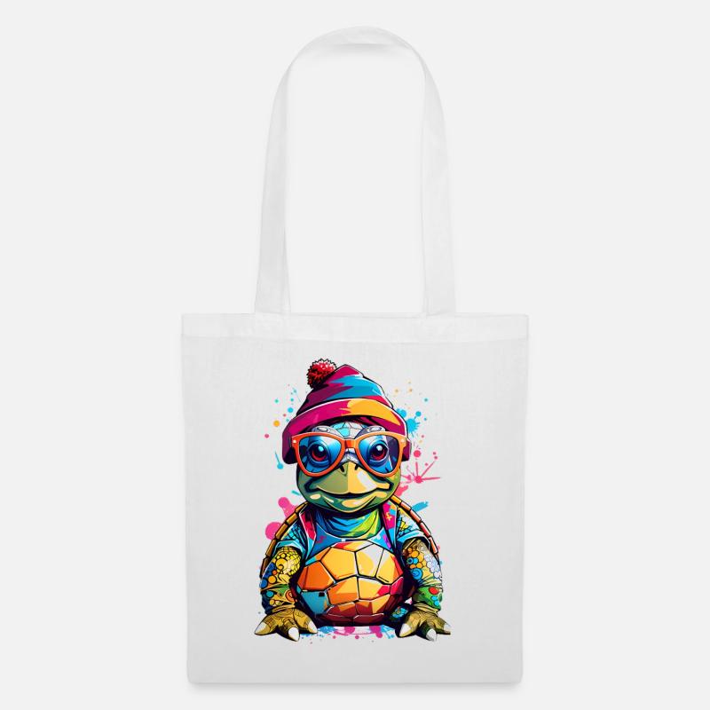 Schildkröte klein und Bunt - Stoffbeutel - Weiß