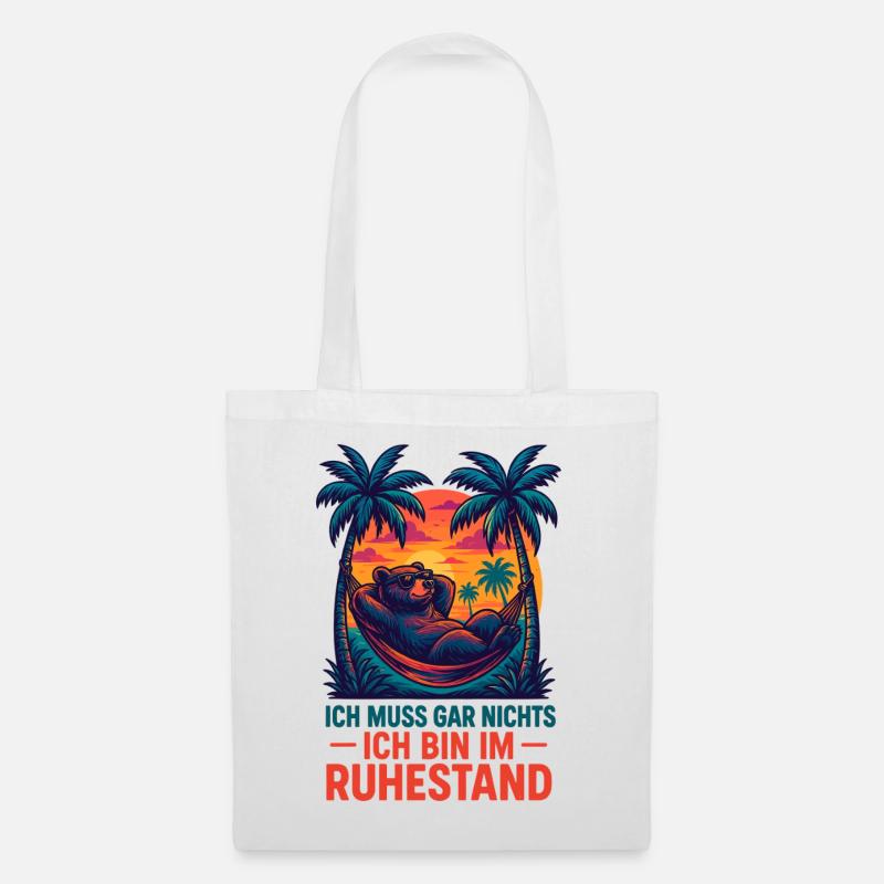 Ruhestand Rente Bär Rentner Palmen cool Geschenk - Stoffbeutel - Weiß