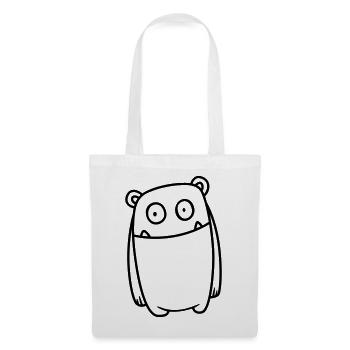 Monster Fröhlich – Lustiges Kawaii Comic Design - Stoffbeutel - Weiß - Vorne