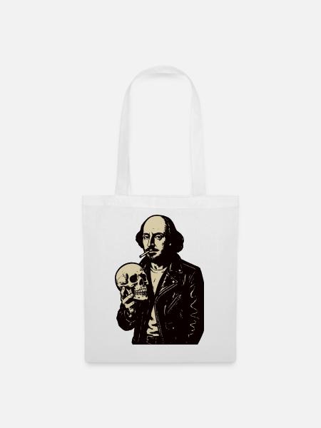 William Shakespeare mit Schädelporträt - Stoffbeutel - Weiß