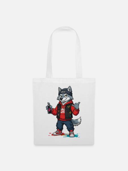 Wilder Wolf Streetwear Graffiti - Stoffbeutel - Weiß
