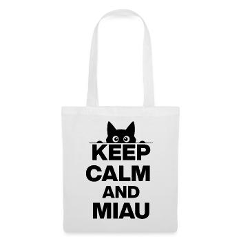 KEEP CALM AND MEOW! CAT LOVER CATLOVER black - Tote Bag - white - Front