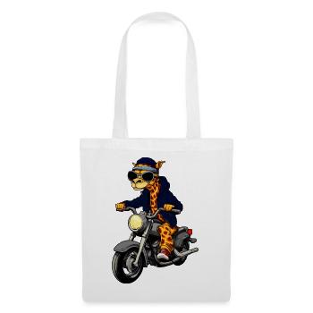 Girafes moto - Sac en tissu - blanc - Devant