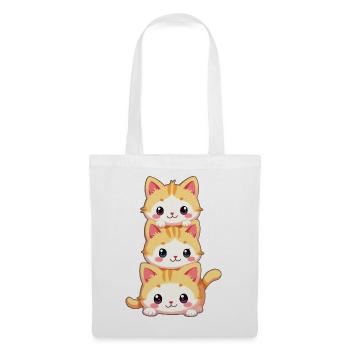 Trio de chatons empilés - Sac en tissu - blanc - Devant