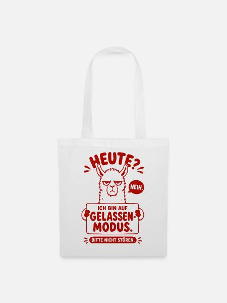 Gelassenheitsmodus Lama Spruch - Stoffbeutel - Weiß
