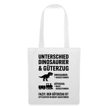 Unterschied Dinosaurier & Güterzug – Lustiges Meme - Stoffbeutel - Weiß - Vorne