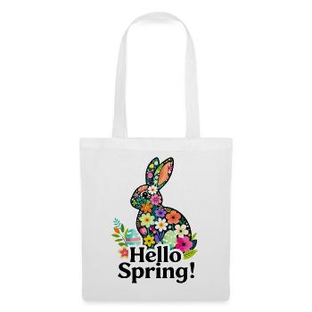Lapin fleuri, bonjour le printemps - Sac en tissu - blanc - Devant