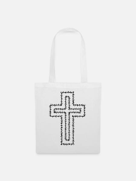 Christliches Kreuz - Stoffbeutel - Weiß