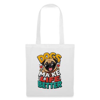Mops - Stoffbeutel - Weiß - Vorne