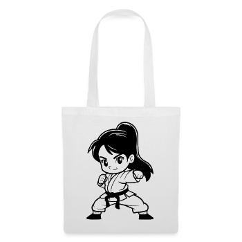 Karate Mädchen Comic Look - Stoffbeutel - Weiß - Vorne