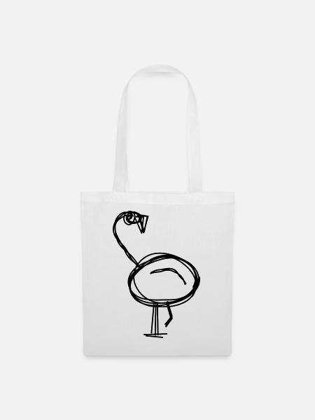 Flamingo handgezeichnet - Stoffbeutel - Weiß