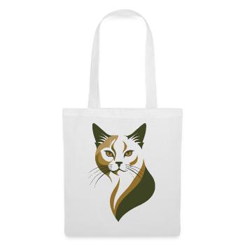 Elegante Katze – Vintage Tierillustration - Stoffbeutel - Weiß - Vorne
