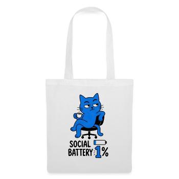 Geek-Humor-Chat "Social Battery 1%" - Stoffbeutel - Weiß - Vorne
