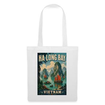 Erleben Sie die Kalksteinkarste der Ha Long Bay, Vietnam - Stoffbeutel - Weiß - Vorne
