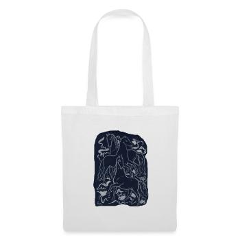 Vintage_Wild_Horses_Ink_Line_Art - Stoffbeutel - Weiß - Vorne
