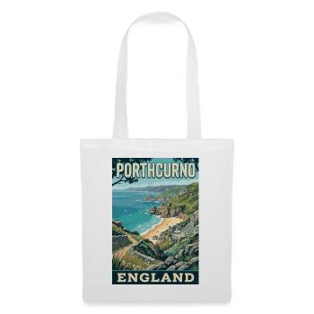 Erleben Sie die Cornwall-Küste von Porthcurno in England - Stoffbeutel - Weiß - Vorne