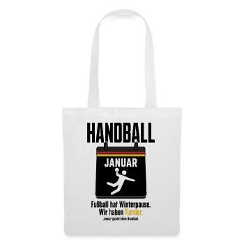Handball Januar Shirt – Fußball hat Winterpause - Stoffbeutel - Weiß - Vorne
