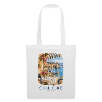 Collioure Seaside Cafe Dreams in Frankreich - Stoffbeutel - Weiß - Vorne