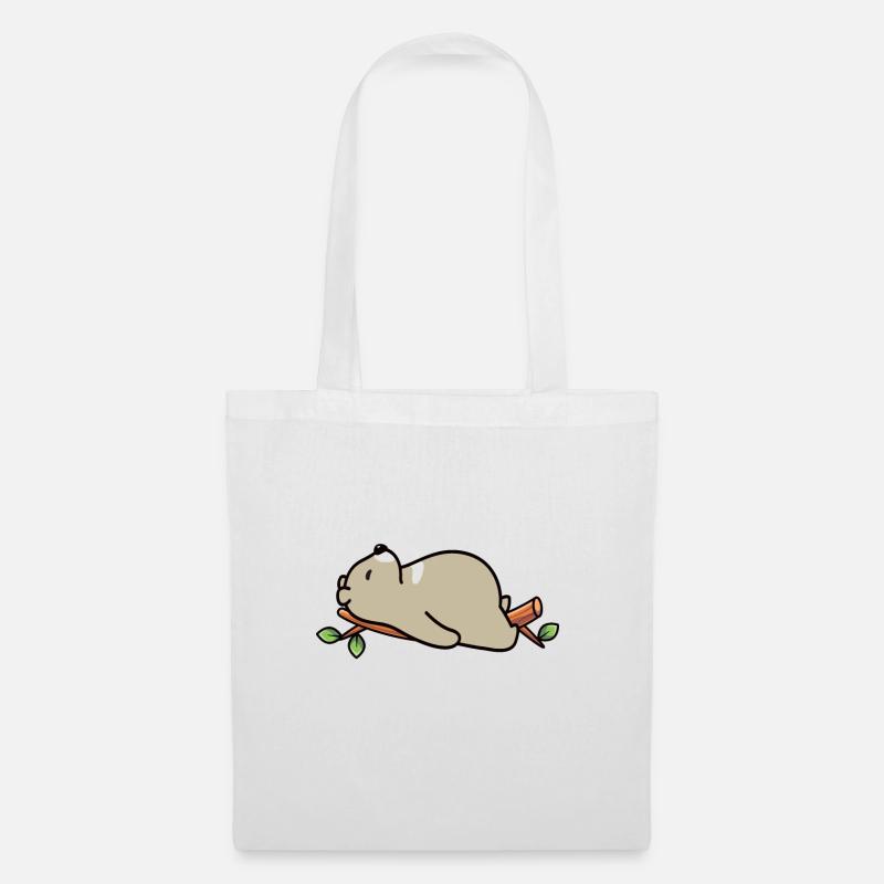 schlafender Bär - Stoffbeutel - Weiß