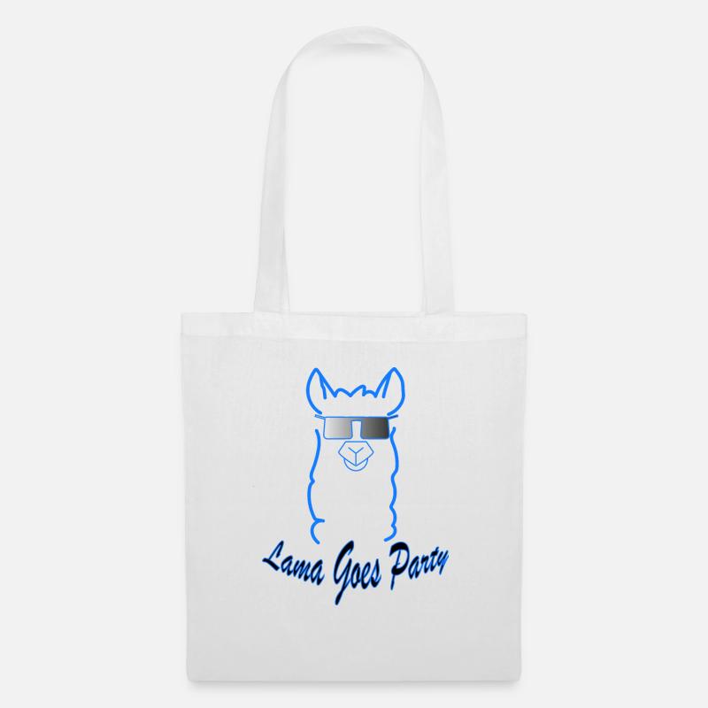 Lama Goes Party Blue - Stoffbeutel - Weiß