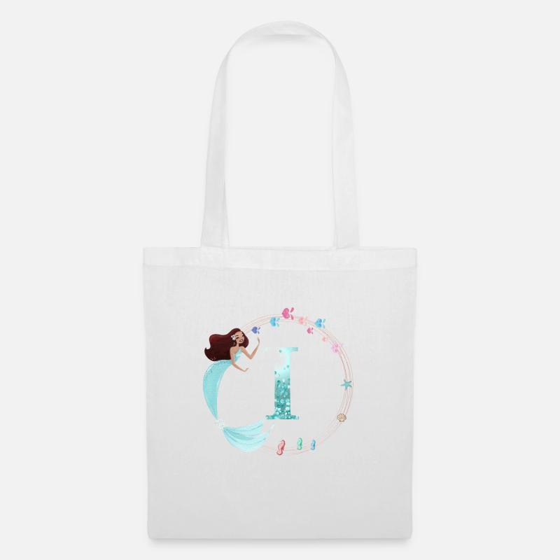 Customizable Monogram I Mermaid - Tote Bag - white