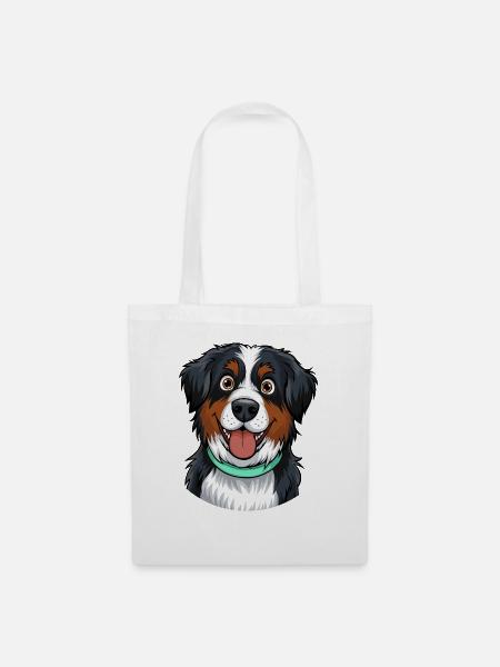 Berner Sennenhund Portrait - Stoffbeutel - Weiß