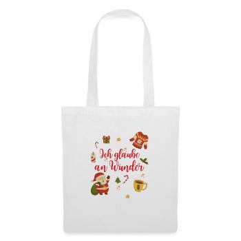 Ich Glaube An Wunder Weihnachtspullover Geschenk - Stoffbeutel - Weiß - Vorne