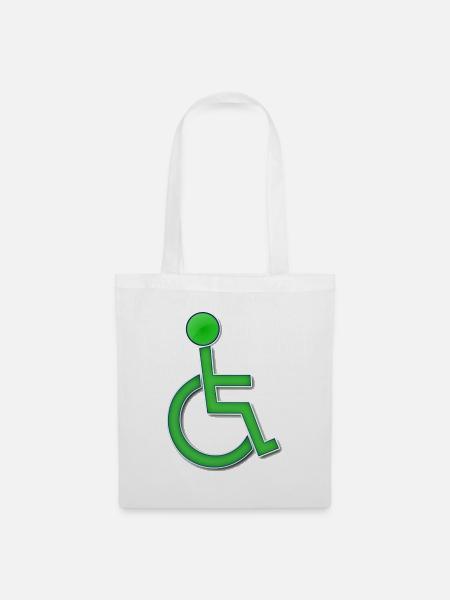 Grünes Rollstuhl-Symbol # - Stoffbeutel - Weiß