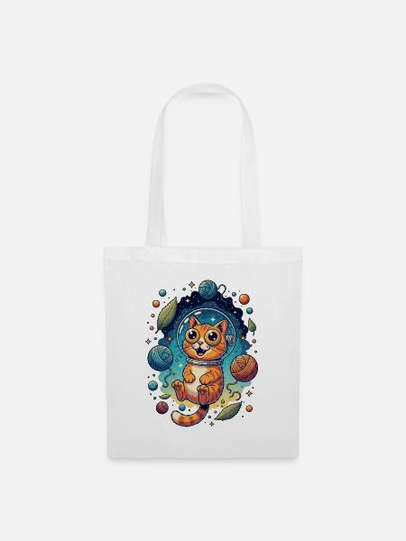 Psychedelische Weltraumkatze - Stoffbeutel - Weiß