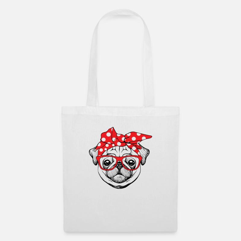 Mops Bandana - Stoffbeutel - Weiß