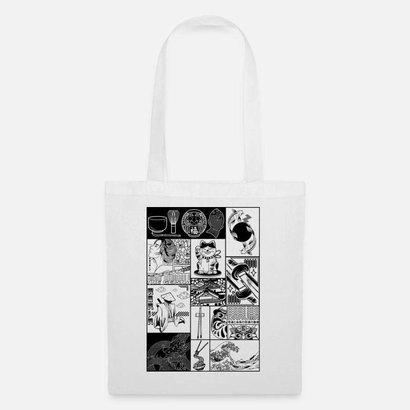 Japanisches Pop-Art-Design schwarz - Stoffbeutel - Weiß