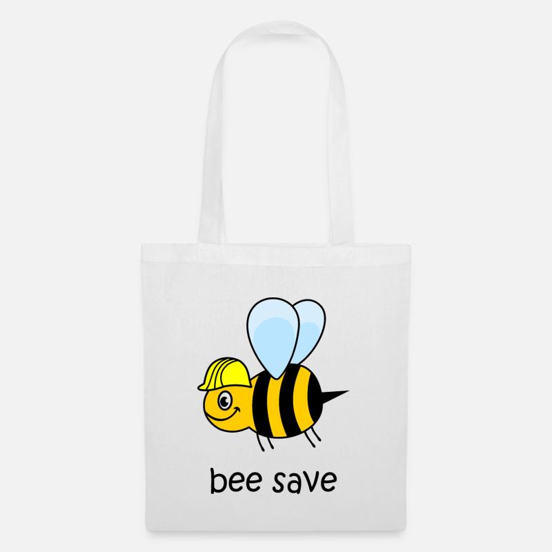 bee save, Biene mit Helm, lustige Biene, Biene - Stoffbeutel - Weiß