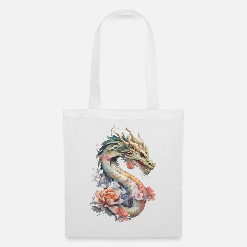 Chinesischer Drache - Stoffbeutel - Weiß