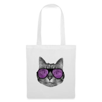 Katze mit cooler rosa Sonnenbrille - Stoffbeutel - Weiß - Vorne