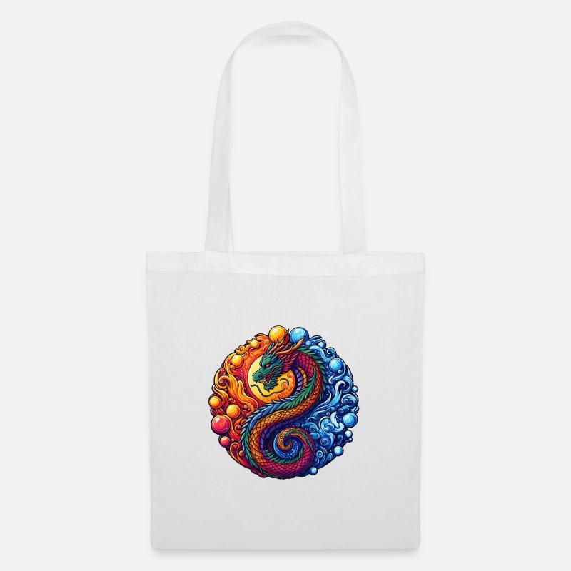Vibrant Yin Yang Dragon - Tote Bag - white