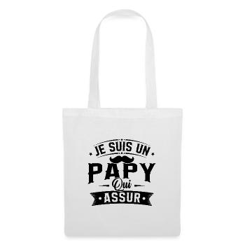 Je suis un papy qui assure, Cadeau Papy - Sac en tissu - blanc - Devant
